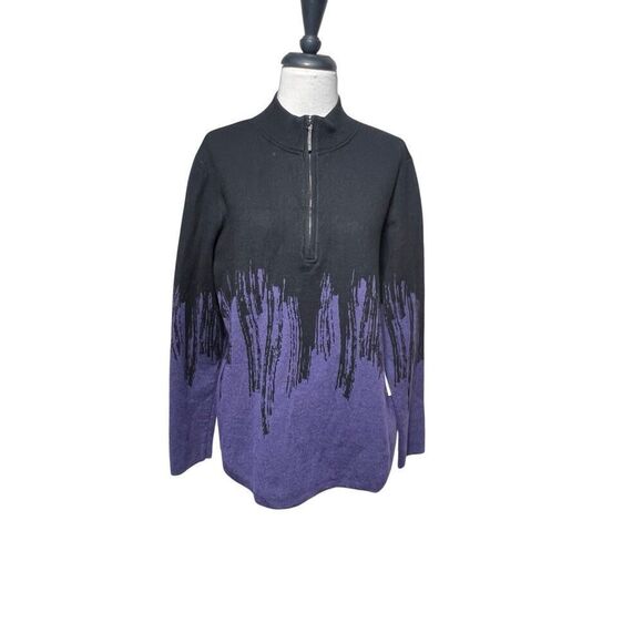 Chico's Zenergy NWT Cashmere Blend Abstract Mock 1/2 Zip Pullover Sweater Dewber - Picture 1 of 5